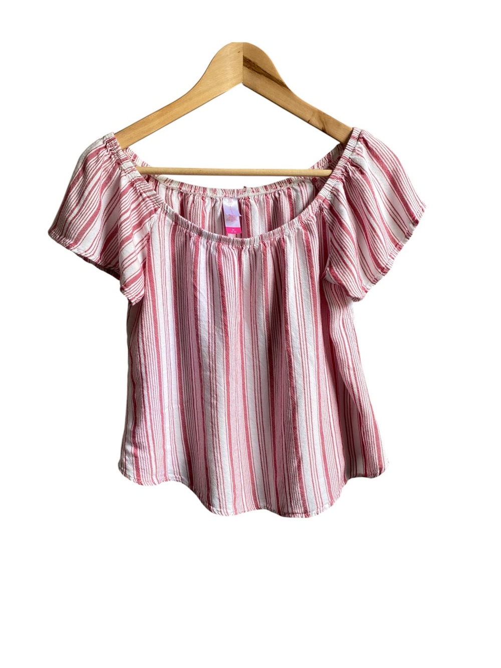 Striped Off-Shoulder Red Women’s Top
